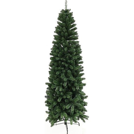 Albero di natale slim verde pino artificiale alto stretto cm 180 folto pieno salvaspazio ignifugo apertura ad ombrello (1/4)