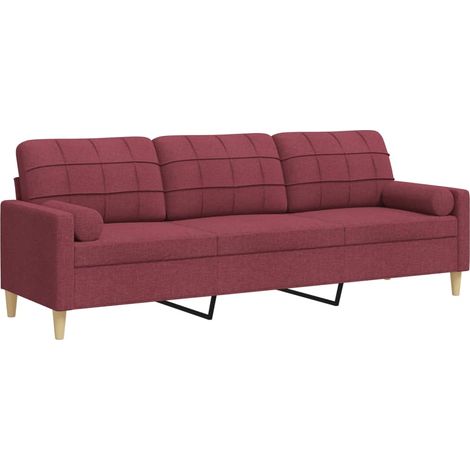Maison Exclusive - Divano a 3 Posti con Cuscini Rosso Vino 210 cm in Tessuto