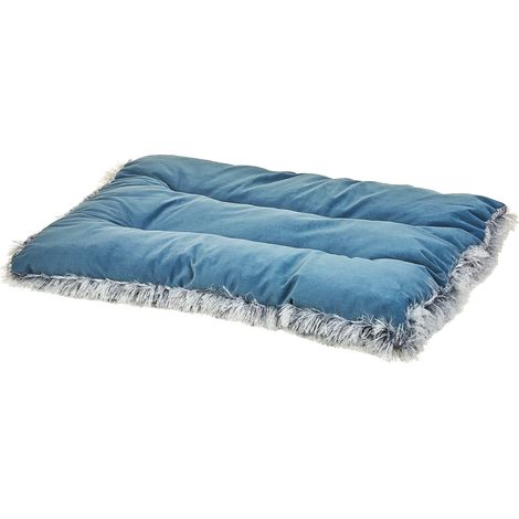 Cama para perro de terciopelo azul 45 x 60 cm cojín borlas mascota animal Ergani