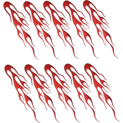 Autocollants Flamme 3D PVC Rouge 10 Pièces pour Voiture et Moto (1/5)