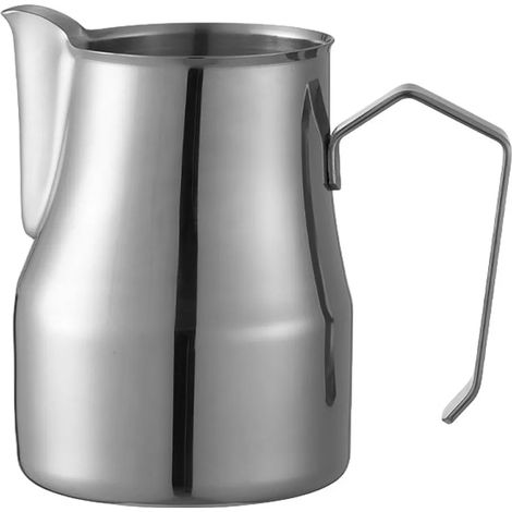 Pichet à mousser le lait, mousseur à lait pour expresso, accessoire pour machines à expresso, tasse à mousser le lait, pour café au lait, cappuccino, latte art, pichet en acier inoxydable (350 ml, arg (1/5)