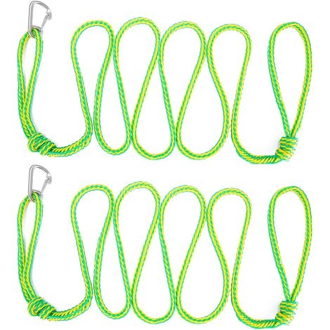 Corde de remorquage pour kayak, corde de remorquage robuste pour jet-ski avec clip, amarres de quai pour bateau avec crochet en acier inoxydable 316 pour ancre PWC ponton marine 14 ft, lot de 2