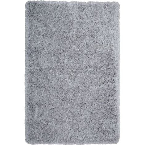 Tapis Shaggy Poil Long Gris Clair en Polyester et Coton pour Chambre ou Salon au Style Scandinave 140 x 200 cm Beliani