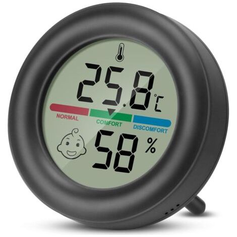 Hygromètre Thermomètre Intérieur Température Humidité Testeur Numérique Portable avec Indicateur de Niveau de Confort et Support pour Incubateurs Bureau Cuisine 1 pièce (1/5)