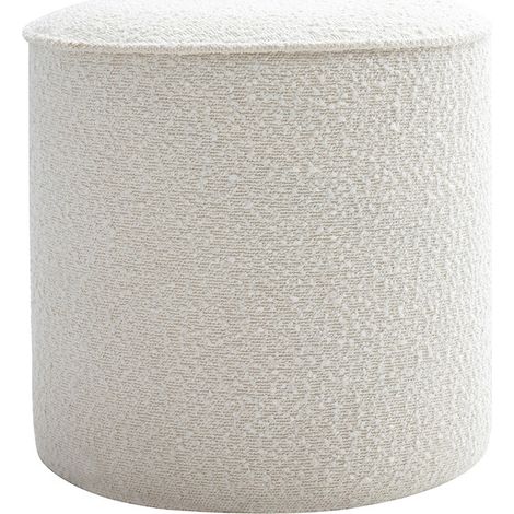 Runder Pouf aus weißem gewelltem Wollstoff D40 cm PAUL