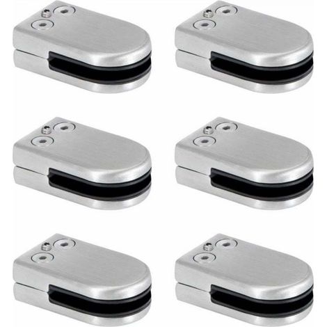 Stainless Steel Glass Clamps, 6-8mm Glass Clamping Brackets, Adjustable Glass Clip, Flat Back Connection, 6 Pieces (1/5)