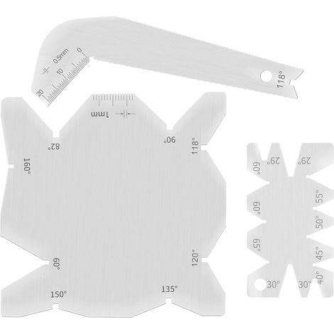 Juego de 3 calibres de ángulo, herramienta para afilar brocas de acero de 118 grados + calibre de inspección + calibre de medición de ángulo con bolsa de PU para afilador de brocas, sierra de mesa (1/5)