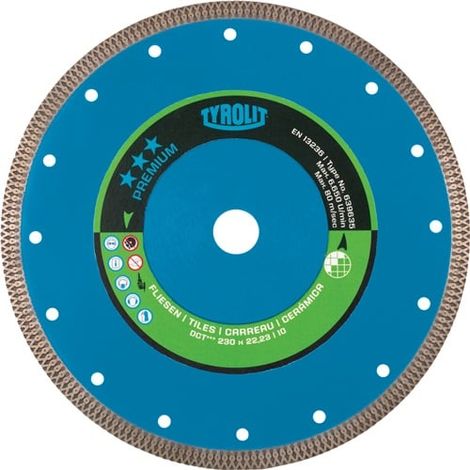 TYROLIT Diamanttrennscheibe Premium D.125mm Bohr.22,23mm Fliesen 10mm - 639560 (1/5)