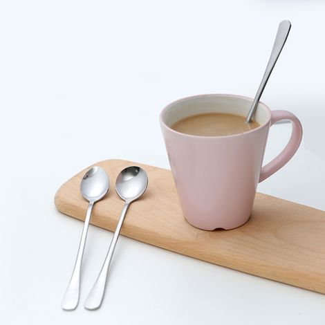 Lot de 3 cuillères à long manche en acier inoxydable pour café, thé glacé et crème glacée, idéales pour les bars, les fêtes à la maison et les réceptions. Tête pointue. (1/5)