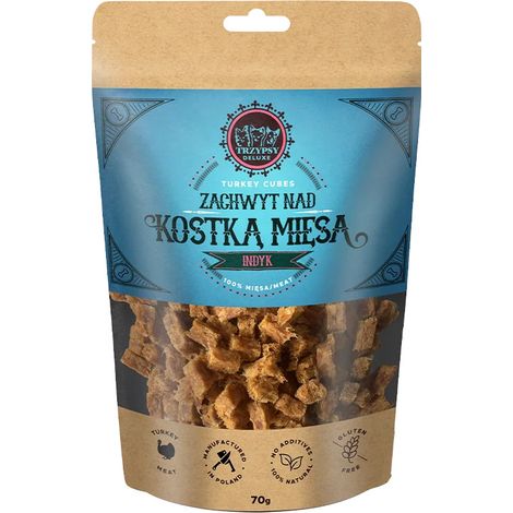 Golosinas para perros Trzypsy Deluxe, cubos de carne de pavo, 70 g