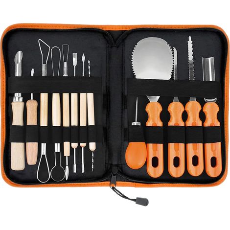14-teiliges Kürbisschnitzset Professionelle Edelstahl-Kürbisschnitzwerkzeuge Halloween-DIY-Schnitz-Kürbis-Tool-Kit für Kinder Halloween-Weihnachtsdekoration (1/5)