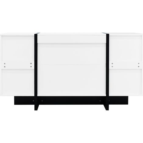 Aparador blanco brillante moderno con 2 puertas y 4 cajones, MDF y aglomerado (1/5)