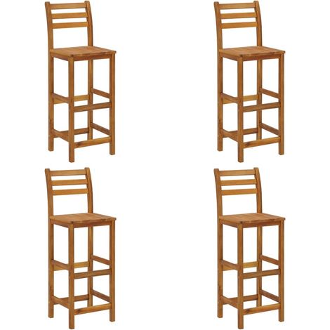 Chaise de bar bois massif clair Poka - Lot de 4 (1/5)