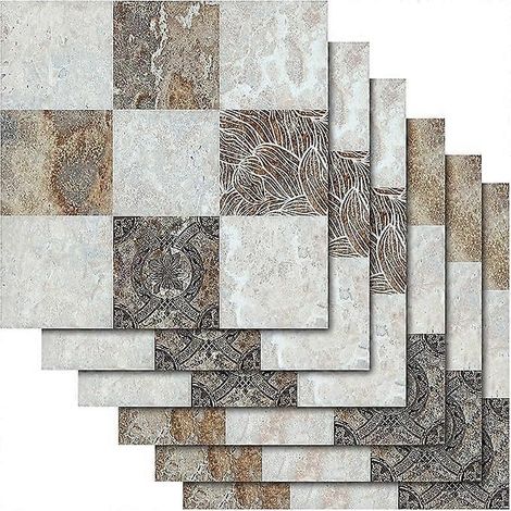 30 pièces d'autocollants pour carrelage auto-adhésifs, imperméables, imitation marbre, pour décoration murale de cuisine et salle de bain - 20 x 20 cm (marbre) (1/5)
