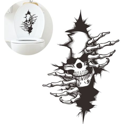 Sticker mural - Sticker voiture - Sticker toilettes - Sticker fenêtre - Sticker décoratif carrelage - 22 x 32 cm - Inspiration chambre enfant - Décoration murale - Salle de bain - Cuisine - Noir (1/5)