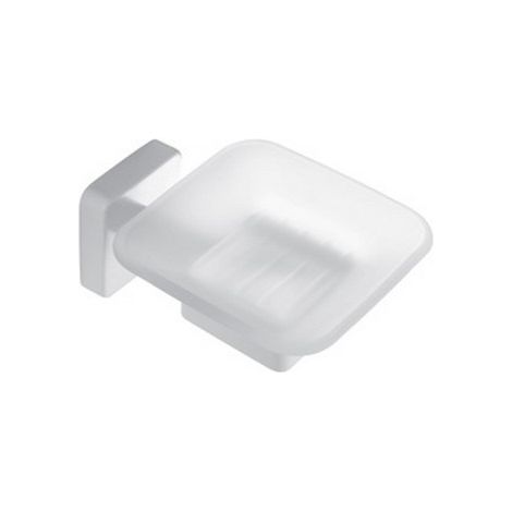 Portasapone bagno in acciaio bianco opaco e vetro installazione a muro  CLODE-B kamalu