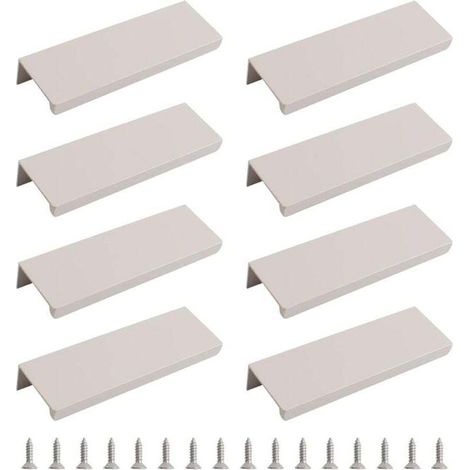 Un ensemble de 8 poignées de tiroir dissimulées de style moderne, poignées de tiroir à angle droit, en alliage d'aluminium invisible, adaptées à la quincaillerie de tiroir d'armoire, 120 mm/gris cache