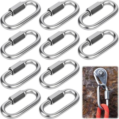 Lot de 10 maillons rapides inox M6 mousqueton à vis 304 camping randonnée pêche (1/5)