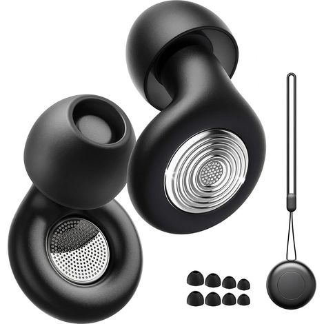 Tapones para los oídos 2026 para dormir, tapones para los oídos Quies, reducción de ruido de 45 dB, 4 tamaños (XS/S/M/L), silicona reutilizable y cómoda para dormir, viajar y concentrarse - Negro (1/5)
