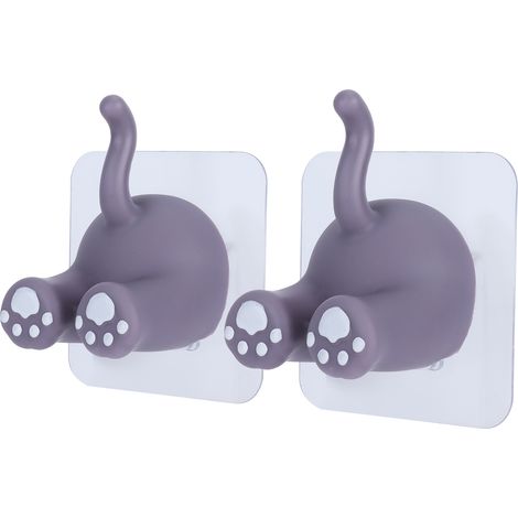 Lot de 2 crochets à ventouse pour queue d'animal, sans perçage, pour verre mat, carrelage céramique, marbre et métal (lavande) (1/5)