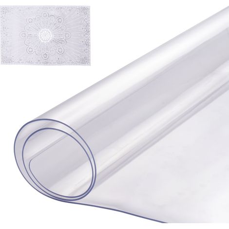 Nappe Rectangle Transparente 35,6x61 cm Épaisseur 1,5 mm, Film de Table Transparent en PVC, Imperméable et Facile à Nettoyer, Protection de Table pour Bureau, Cuisine Restaurant Salle à Manger (1/5)