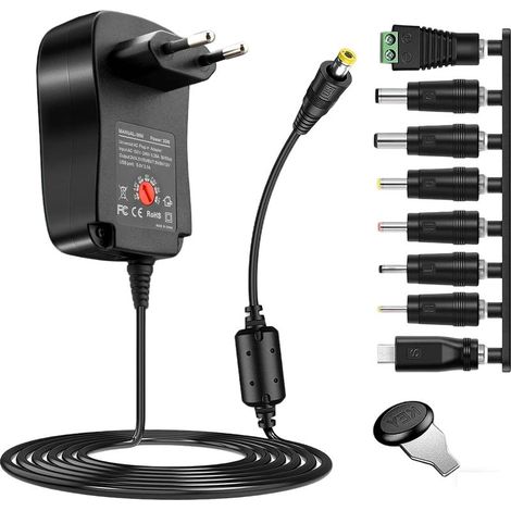 12W Adaptateur Secteur Universel AC DC 12V 3V 4.5V 5V 6V 7.5V 9V Transformateur d'alimentation avec 8 Connecteurs DC pour Lumineuse Routeur TV Box Cam (1/5)