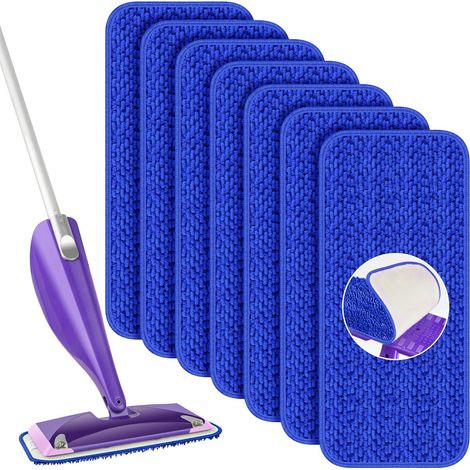7er Set Wiederverwendbar Mop Pads für Swiffer WetJet Swiffer Bodenwischer, Mikrofaser Swiffer Feuchte Bodentücher für Fliesen, Laminat und Fast jeden Boden, 30 x 14 cm (1/5)