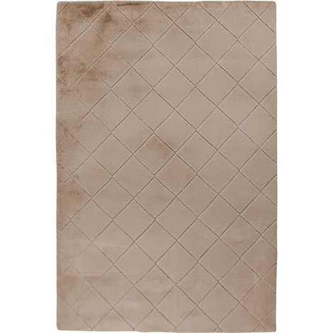 Tapis beige ultra doux à motif losange embossé - 290 x 200 cm (1/5)