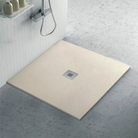 Piatto doccia filo pavimento Karen 90x90 in resina pietra tortora (1/5)