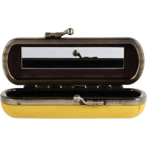 Lightweight and chic retro PU leather lipstick storage box with built-in mirror, perfect for shopping and festivals. (1/5)