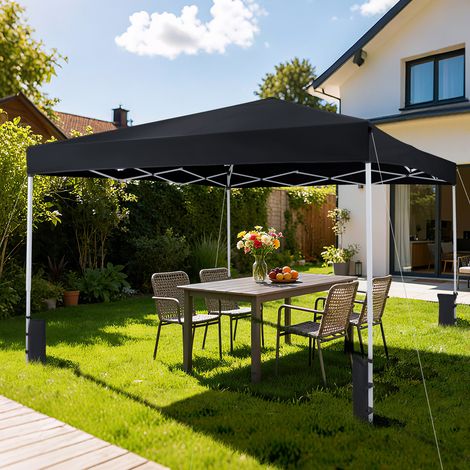 Pergola de jardin pliante, pergola pop-up avec sac de transport, cadre métallique, 8 piquets de tente, 4 sacs de sable - noir (1/5)