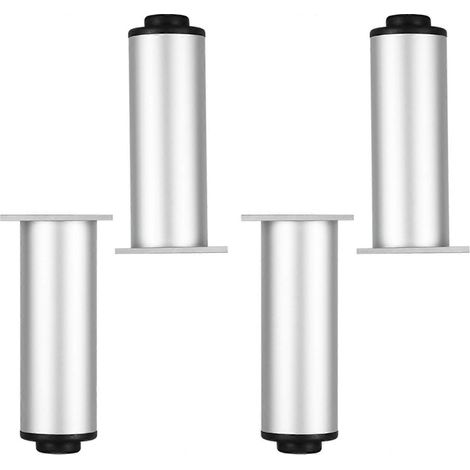 4er-Set Möbelfüße aus Metall, Aluminiumlegierung, für Schränke, Tische, Betten, Regale, Sofas, Küchenschränke (Silber, 12 cm, 4,7 Zoll, Aluminium)