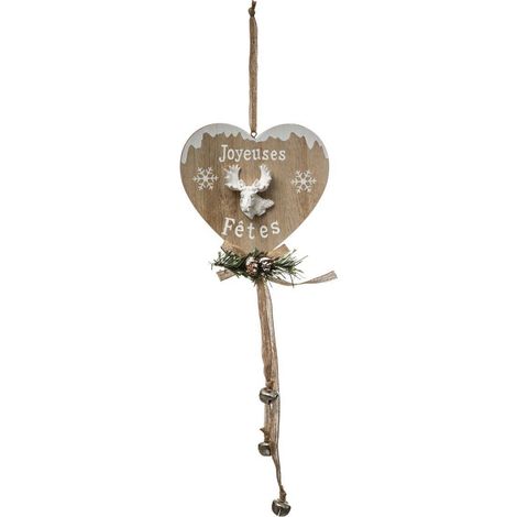 Sujet de Noël à suspendre Forme en bois avec grelots H 50 cm - Feeric Christmas (1/3)