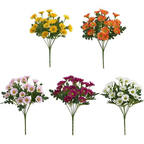 Bouquet de chrysanthèmes artificiels, résistants aux UV, fleurs d'automne, plantes artificielles réalistes pour terrasse, véranda, jardinière, vase, intérieur (1/5)