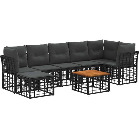 Outdoor-Sofagarnitur 8 pcs Schwarz und Dunkelgrau Polyester vidaXL