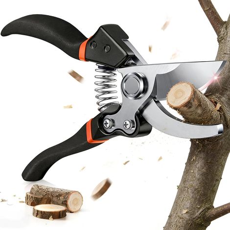 Secateur de Jardin en Acier SK-5 avec Verrou Sécurité, Sécateur Inoxydable pour Branches 25mm, Poignée Antidérapante, Sécateur pour Roses, Arbustes et Bonsaïs (1/5)
