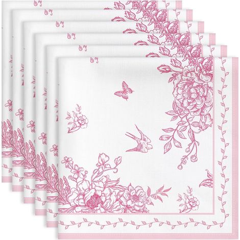 Serviettes de Table Lot de 6, Serviettes en Tissu 100% Coton Oiseau Fleur Chinoiserie Doux et Confortable Réutilisables Serviettes pour Dîner Famille Cuisine Décorations Cadeaux(45cm×45cm) (1/5)