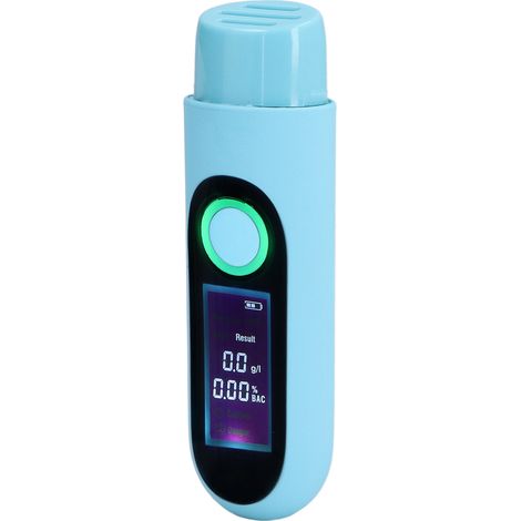 Testeur d'alcool portable, détecteur d'alcool à souffle, affichage LCD tricolore, réponse rapide, recharge USB (avec batterie intégrée), bleu (1/5)