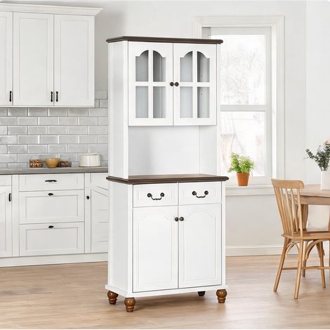 Buffet coloris blanc en mDF Gehärtetes verre 76 x 38 x 182 cm (1/5)