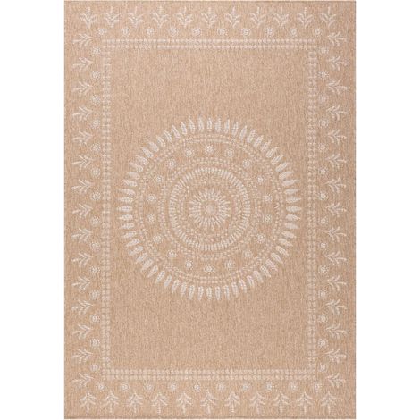 Tapis extérieur kilim 120x170 beige et blanc rectangle JUTE ART 6