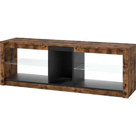 Levede TV Stand Cabinet Entertainment Unit with LED Lights Glass Display Shelves