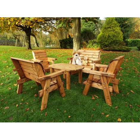 Little Fellas Deluxe Table Set, Wooden Garden Furniture for Children - W240 x D214 x H77 - Fully Assembled