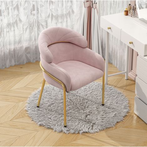 Silla de comedor de terciopelo rosa, diseño de lujo ligero, para salón y dormitorio (1/5)