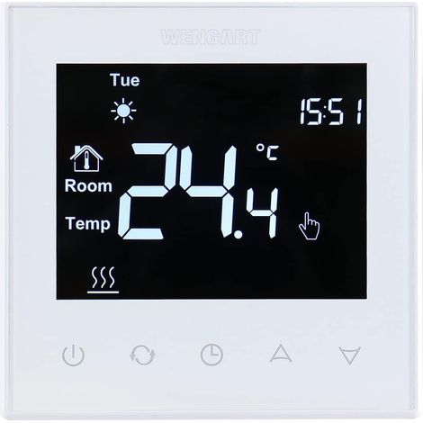 1 Thermostat Electrique, Programmable 7 Jours, Ecran Tactile LCD, Sonde Exterieure 3m, Pour Parquet Et Carrelage