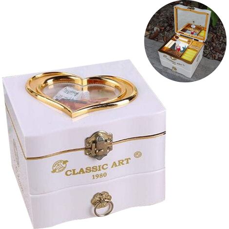 Coffret à bijoux musical, étui à musique vintage rotatif, cadeau avec une ballerine et un tiroir coulissant pour ranger les bijoux, idéal pour la Saint-Valentin. (1/4)