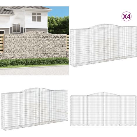 Gabionen mit Hochbogen 4 Stk. 400x50x180/200cm Verzinktes Eisen - Gabionen - Gabionenkorb - Gartendeko - Eisenmöbel - Zaun - Home & Living (1/5)