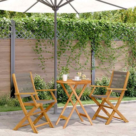 Ensemble de bistro 3 pcs-Salon de jardin bistro gris polypropylène et bois massif 897950 (1/5)