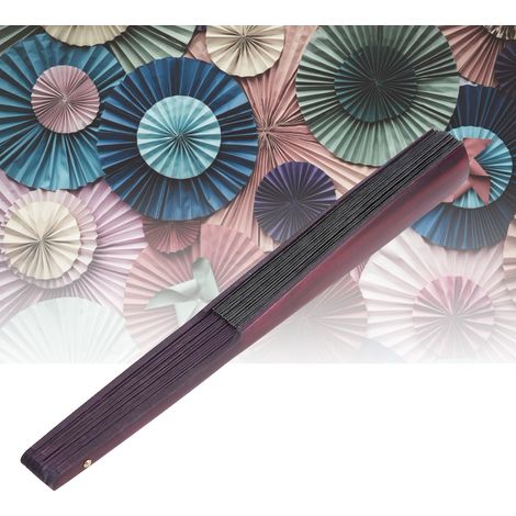 Éventail pliant de 25 cm (10 pouces) en papier noir, idéal pour la décoration de mariage et de danse (cadeau). (1/5)