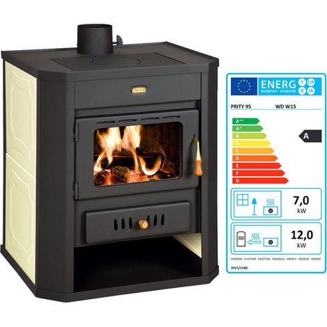 Prity – Poêle à bois hydraulique 19 kW – Échangeur d’eau 18L – Rendement 76,2 % – Émissions réduites – Classe A (1/4)