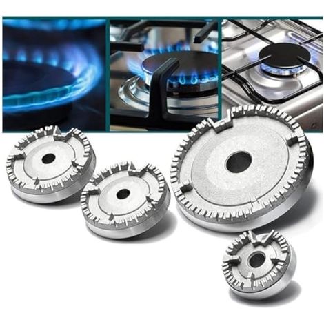 Lot de 4 capuchons de brûleur à gaz pour la plupart des brûleurs à gaz, couvercles de rechange universels avec design concave en fer durable pour accessoires de plaque de cuisson (concave) (1/5)